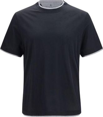 Brunello Cucinelli Black Silk Mens T-Shirt