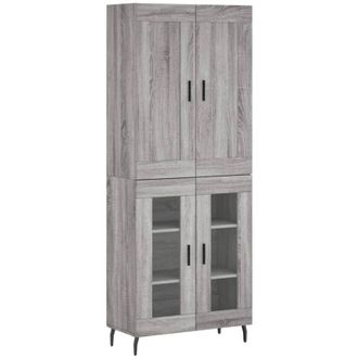vidaXL Aparador Alto Madera Contrachapada Gris Sonoma 69,5x34x180 Cm Vidaxl