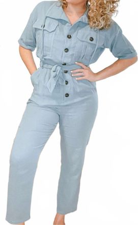 Lumiere Maya Utility Jumpsuit In Dusty Blue