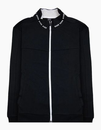HUGO BOSS Mens Hugo Boss Skaz 1 Embroidered Logo Zip Up Sweatshirt Black 001 - Size: 44