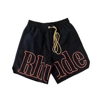 Rhude Badmode, Heren, Zwart, L, Logo Zwemshorts