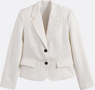 La Redoute Collections Slim-fit korte blazer van linnen en katoen met strepen