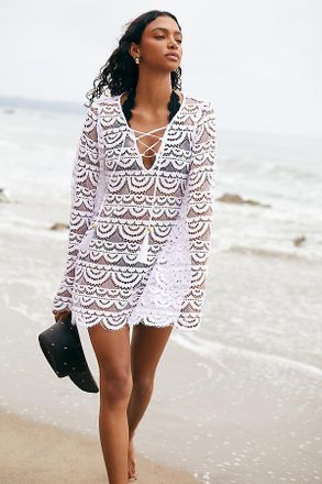 PQ Swim Noah Sheer Lace Tunic Mini Dress