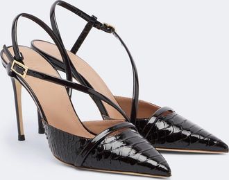 Malone Souliers Valeria croc-effect leather slingback pumps