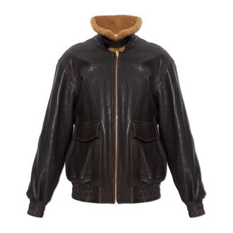 Valentino Garavani The Leather Jacket - Dames - Leren en Su&egrave;de Jassen - Bruin - XS - Wol - Jassen