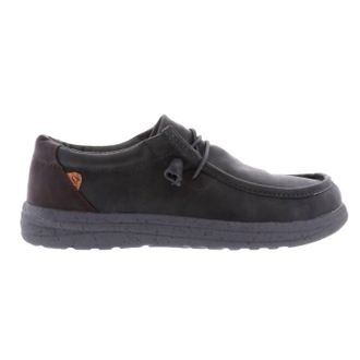 Lamofootwear Mens Paul Canvas Deck Shoe In Waxed Charcoal