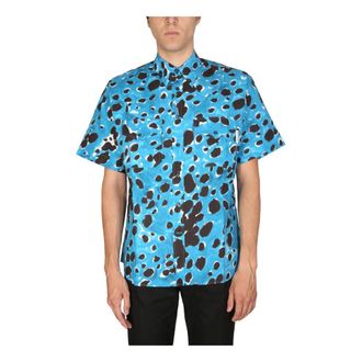 Marni Short Sleeve Shirts, male, Blue, Size: M Camicia Bouling Fantasia