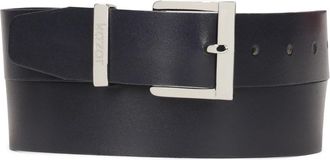 Kazar Minimalistische donkerblauwe riem met zilveren gesp - Dames - Riemen - Blauw - 100 CM - Leer - Accessoires
