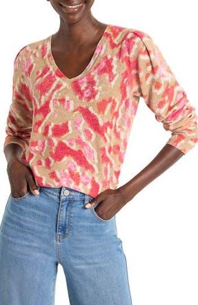 Nic+Zoe Ikat Cotton Blend Sweater in Pink Multi at Nordstrom Rack, Size Small