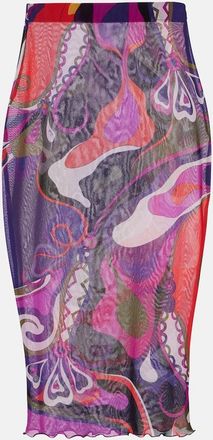 Pucci Orchidee mesh pencil skirt
