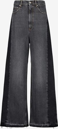 Stella McCartney Ausgewaschene ausgefranste weite Jeans Double Black