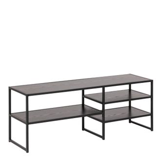 Furniture To Go Seaford Black Metal Open TV Unit with 3 Black Shelves