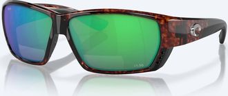 Costa Mens Tuna Alley Reader Rectangular Polarized Sunglasses In Tortoise/green Mirror
