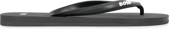 HUGO BOSS Mens Rubber Flip-Flops With Contrasting Logo Black Flip Flops & Slides