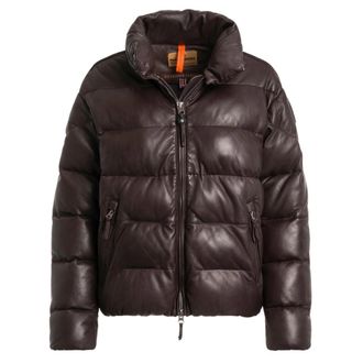 Parajumpers Pia Leather Obsidian Donkerbruin Gewatteerd Leren Jack