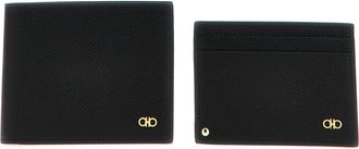 Ferragamo Black Wallet And Card Holder Set