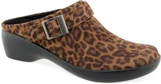 Munro Clarice Leather Clog in Leopard Suede at Nordstrom, Size 10.5