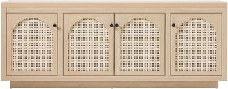 Walker Edison Contemporary Tv Stand & Sideboard With Rattan Doors For Up To 80In Tv