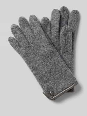 Roeckl Walkhandschuhe aus Schurwolle mit Wappen Emblem in Mittelgrau Melange, Gr&ouml;&szlig;e 6,5