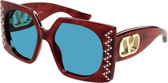 Valentino Zonnebril met vierkant montuur - Dames - Zonnebrillen - Bruin - 55 MM - Nylon - Accessoires