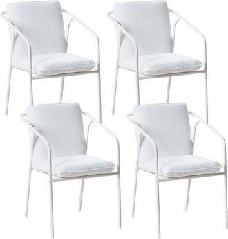 Beliani Set of 4 Garden Chairs with Cushions ASCIANO Metal White