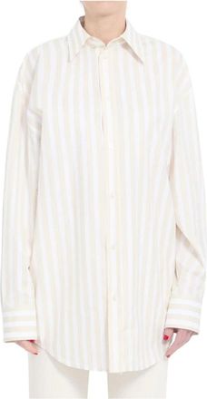 Saint Laurent Camisa Oversize de Popelina de Algod&oacute;n a Rayas - Blouses & Shirts - Mujer - Blanco - M