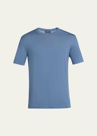 Ermenegildo Zegna Mens Trofeo Wool Solid Crewneck T-Shirt