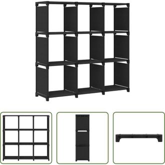 vidaXL vidaXL Scaffale per libri - Mobile per 9 Scatole a Cubo Nero 103x30x107,5 cm in Tessuto