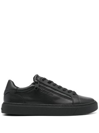 Calvin Klein logo-debossed leather sneakers - Black