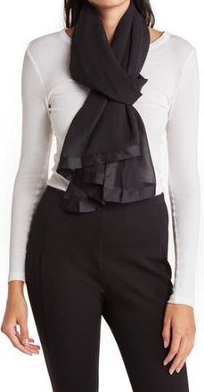 Calvin Klein Satin Border Chiffon Scarf in Black at Nordstrom Rack