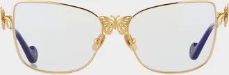 Anna-Karin Karlsson Le Papillon Cat-Eye Optical Frames w/ 3D Butterfly Detail, Gold
