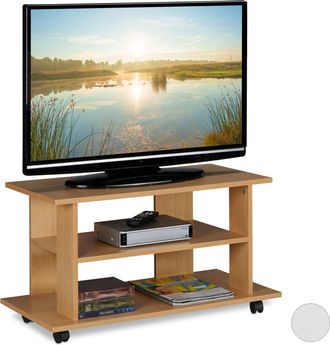 Relaxdays Relaxdays - Mueble Tv Ruedas Con 2 Compartimentos, Mesa Televisi&oacute;n, 45 X 80 X 40 Cm, Marr&oacute;n