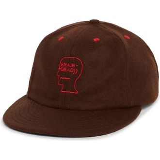 Brain Dead Embroidered Logohead Wool Blend Flannel Adjustable Baseball Cap in Brown at Nordstrom