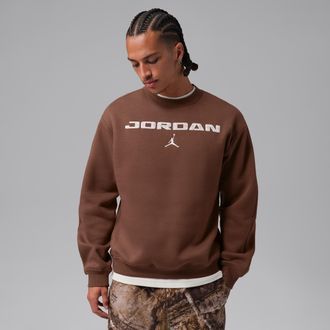Nike Jordan Mens Jordan Brooklyn Fleece Crew-Neck Sweatshirt in Brown | IM9854-265