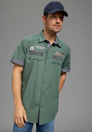 Man's World Kurzarmhemd MANS WORLD, Herren, Gr. XXXL (47/48), N-Gr, gr&uuml;n, Obermaterial: 100% Baumwolle, bedruckt, bequem, mit Knopf Umschlagbund, Hemden Kurzarmhe