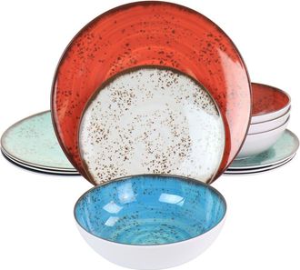 Elama Pryce 12 Piece Melamine Dinnerware Set in White at Nordstrom