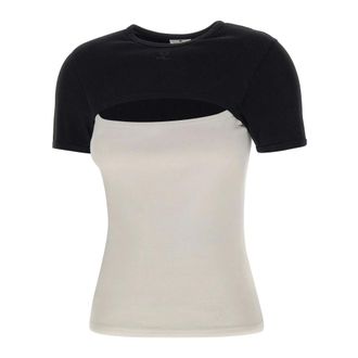 Courr&egrave;ges Dames, Tops, Wit, Maat: XS Katoen