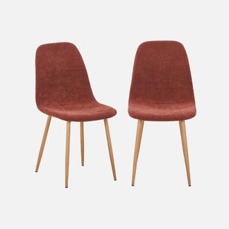Sweeek Silla De Madera Y Tela Con Patas Color Natural, Set De 2