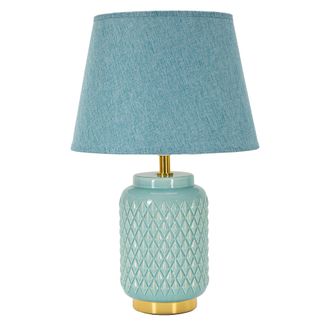 Dmora L&aacute;mpara De Mesa Cordov, Requiere 1 Bombilla, Casquillo E27, Pantalla, Azul Turquesa