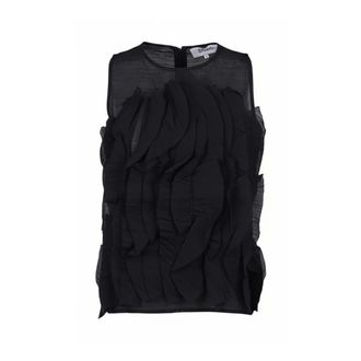 Alpha Studio Blouses, female, Black, Size: L Canotta con ruches