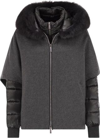 Moorer Korte Cape met Afneembare Donzen Jas - Dames - Winterjassen - Grijs - M - Wol - Jassen