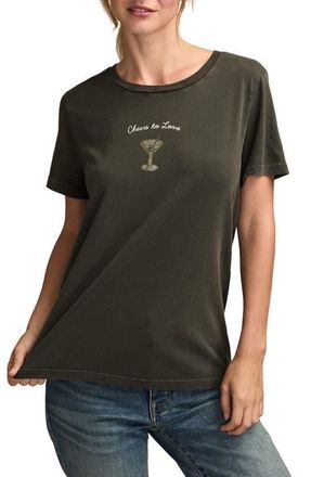 Lucky Brand Love at First Sip Embellished T-Shirt in Raven at Nordstrom, Size X-Small