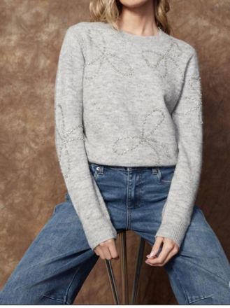 RD Style Gina Bow Sweater In Grey