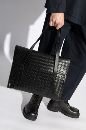 Bottega Veneta Leather Briefcase, Mens, Black