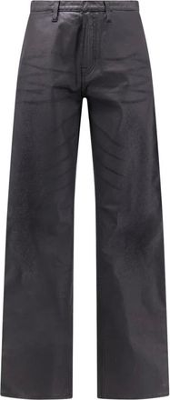 Gucci Gecoate katoenen twill denim broek met Web - Heren - Broeken - Zwart - Maat: W30 Katoen