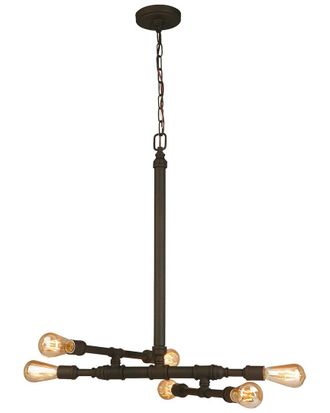 Eglo Eglo Wymer 6 Light Open Frame, Open Bulb Pendant With Matte Bronze Finish