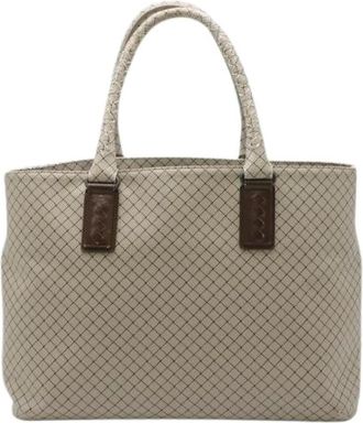 Bottega Veneta Pre-owned Tote Bags, female, Gray, Size: ONE SIZE Pre-owned Marcopolo Coated Canvas Tote Bag