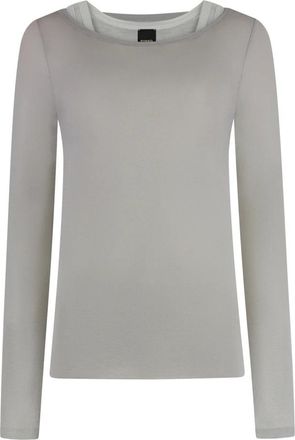 Pinko Merci Jersey T-shirt met Lange Mouwen - Dames - Longsleeves - Grijs - S - Katoen - Tops
