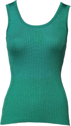 Dolce & Gabbana Womens Green Silk Sleeveless Round Neck Tank Top