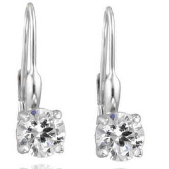 Pompeii3 5/8ct Lever Back Dangle Hoops 14K White Gold Earrings Lab Grown